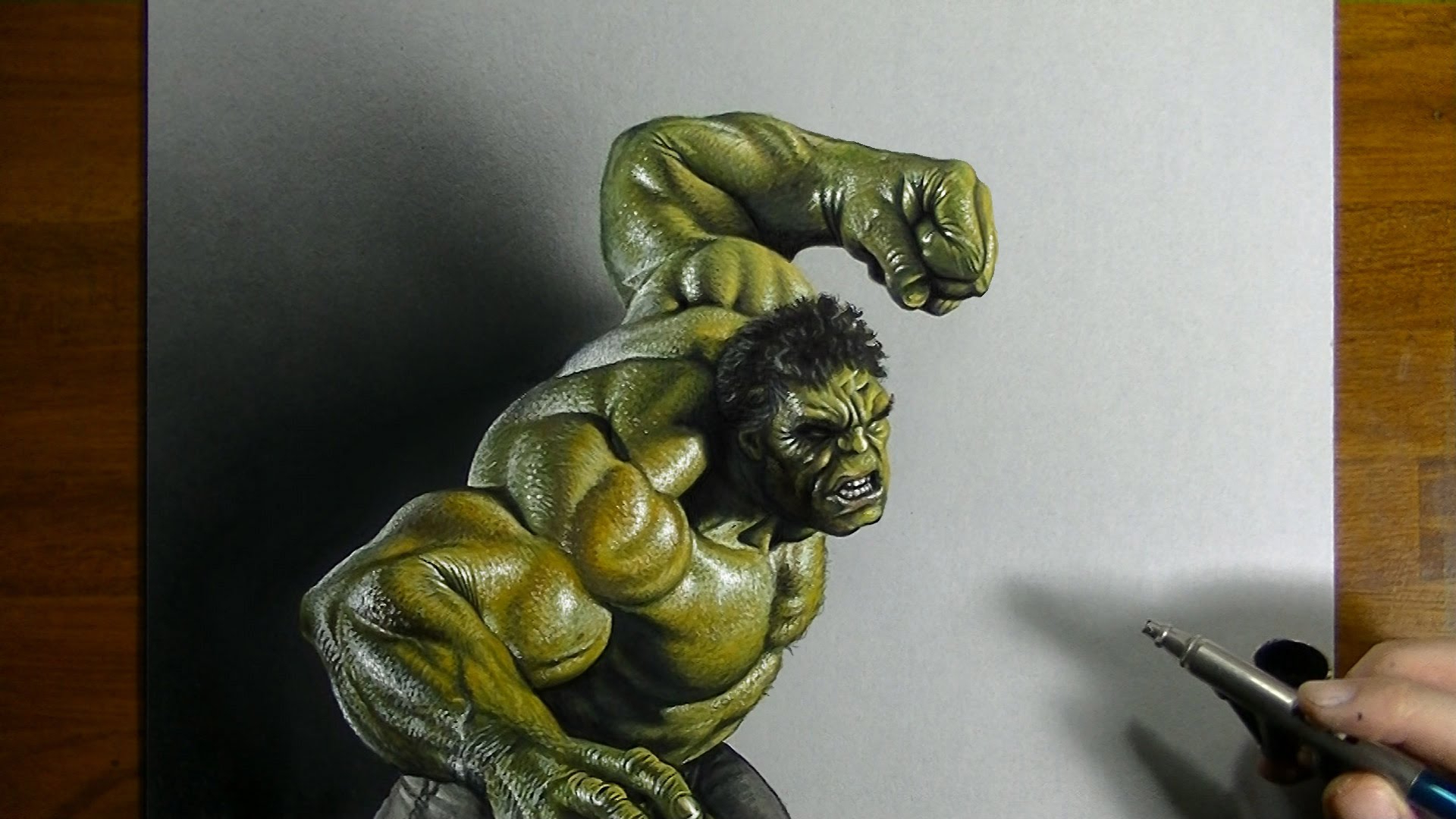 Hulk Wallpaper 3d Sketch Full Hd 1080p Hulk Wallpapers - Drawing Marcello Barenghi Marvel , HD Wallpaper & Backgrounds