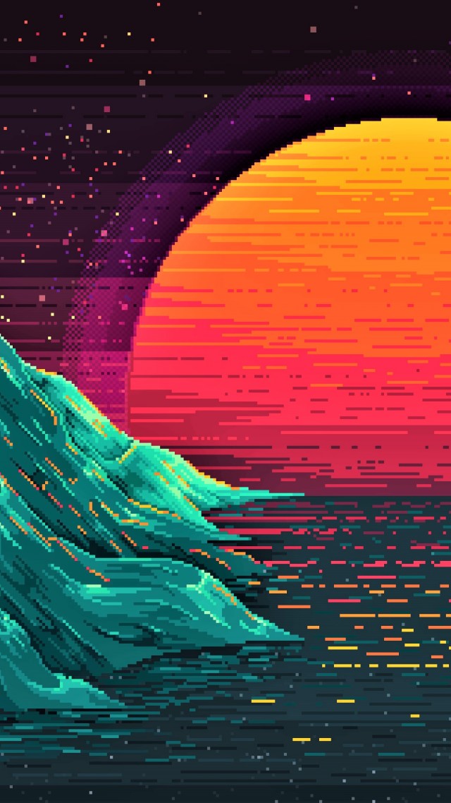 Retrowave, Sunset, Orange, 4k - Pixel Art Wallpaper 4k , HD Wallpaper & Backgrounds