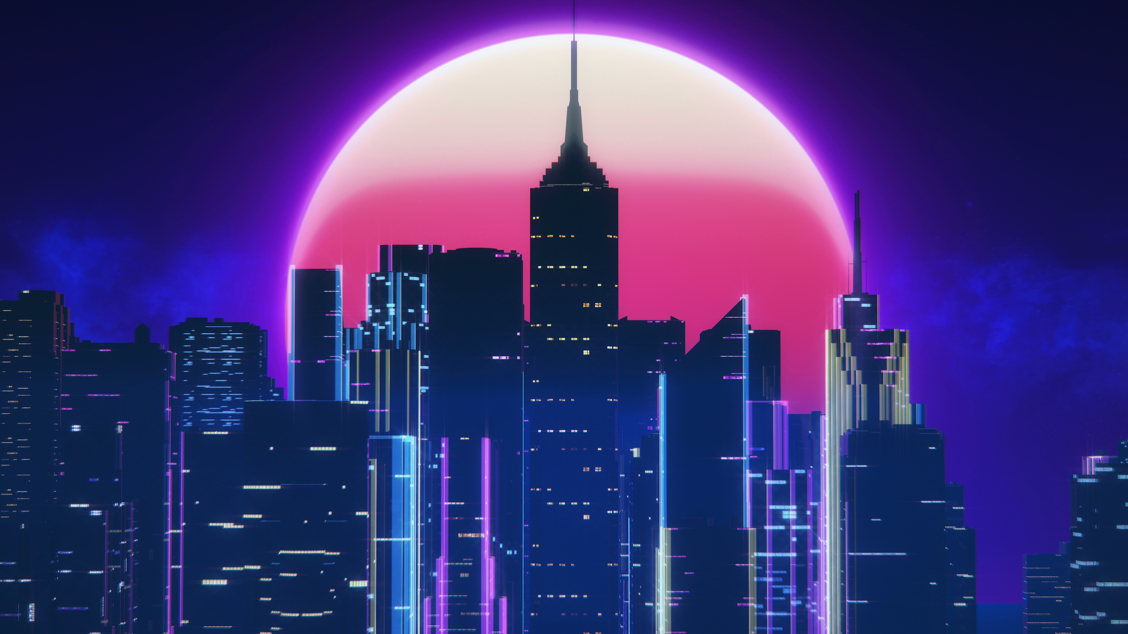 Synthwave City Retro Neon 4k - Synthwave Wallpaper 4k , HD Wallpaper & Backgrounds