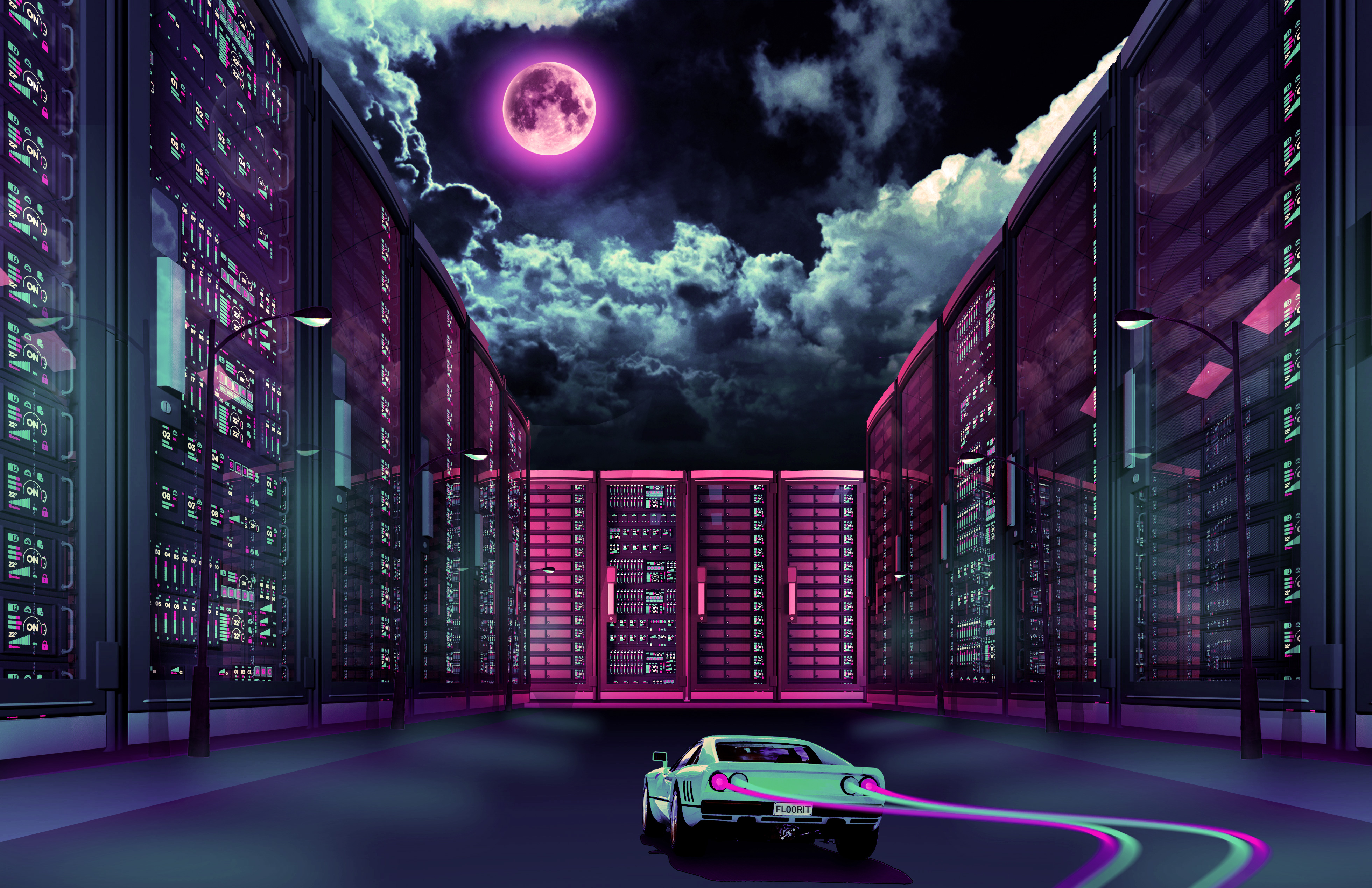 Back To 45 Artistic Retrowave Wallpapers - Moon Clouds , HD Wallpaper & Backgrounds