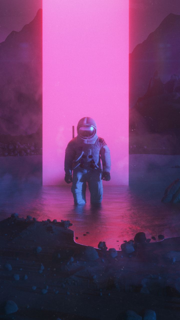 Astronaut, Graphic Design, Synthwave, Fantasy, Art - Astronaut Wallpaper 4k , HD Wallpaper & Backgrounds