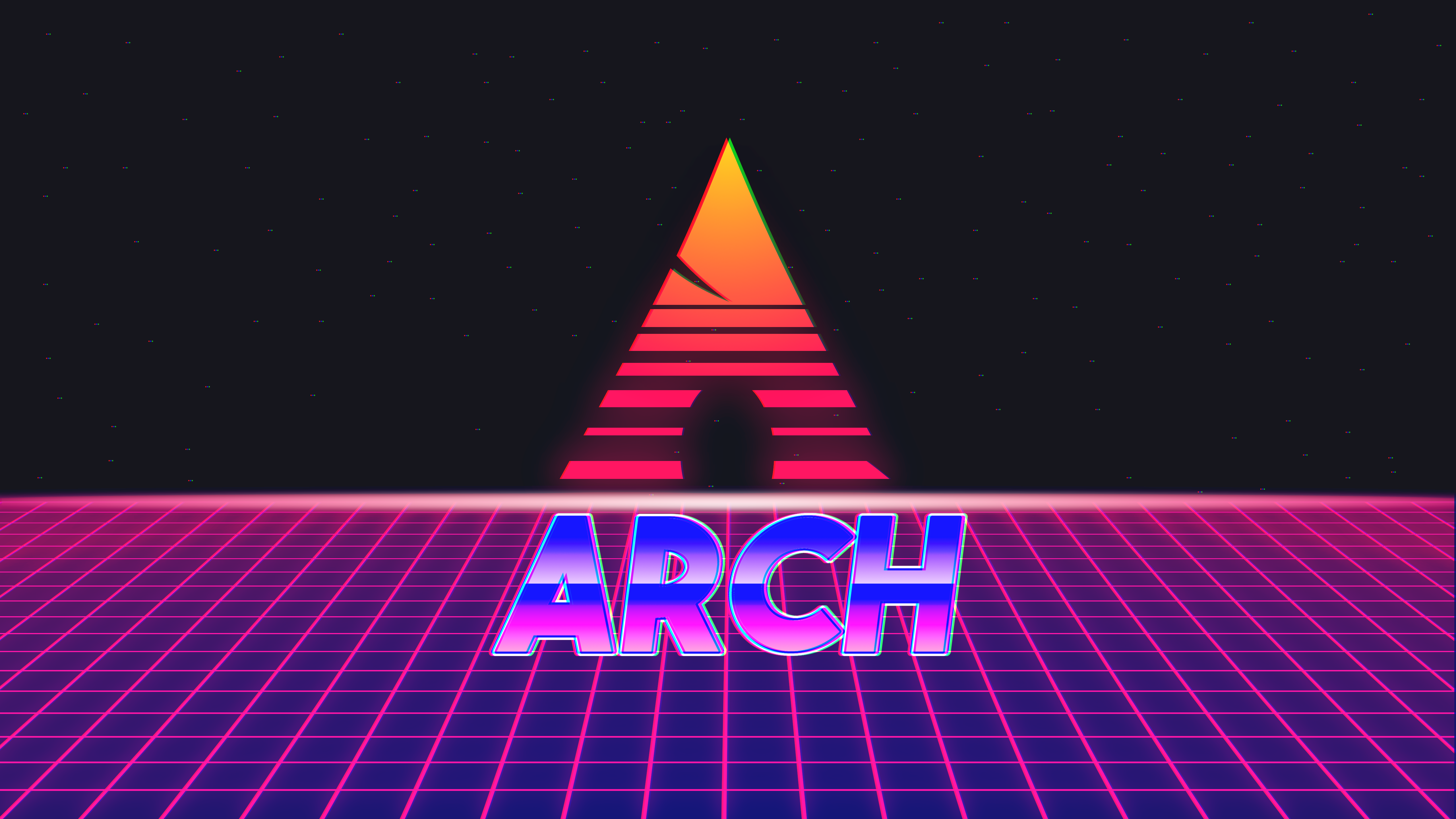 Glorious[wallpaper] Synthwave Arch With Gimp - Use Arch Btw , HD Wallpaper & Backgrounds