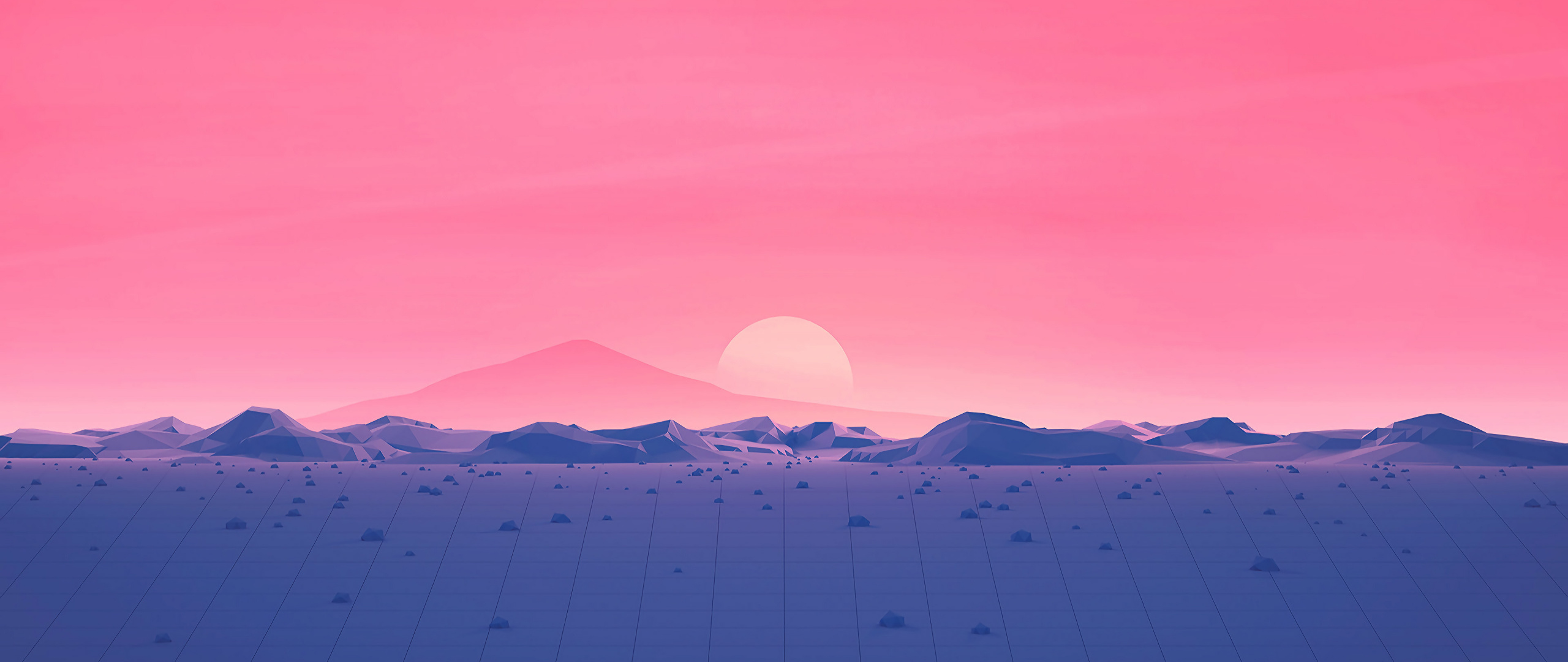 Mountains, Landscape, Retro Wave, Low Poly, Digital - Low Poly Sunrise , HD Wallpaper & Backgrounds