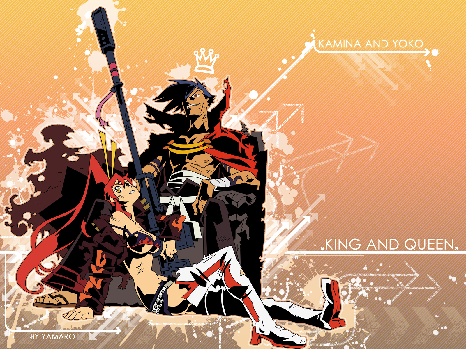Anime Gurren Lagann Kamina And Yoko , HD Wallpaper & Backgrounds
