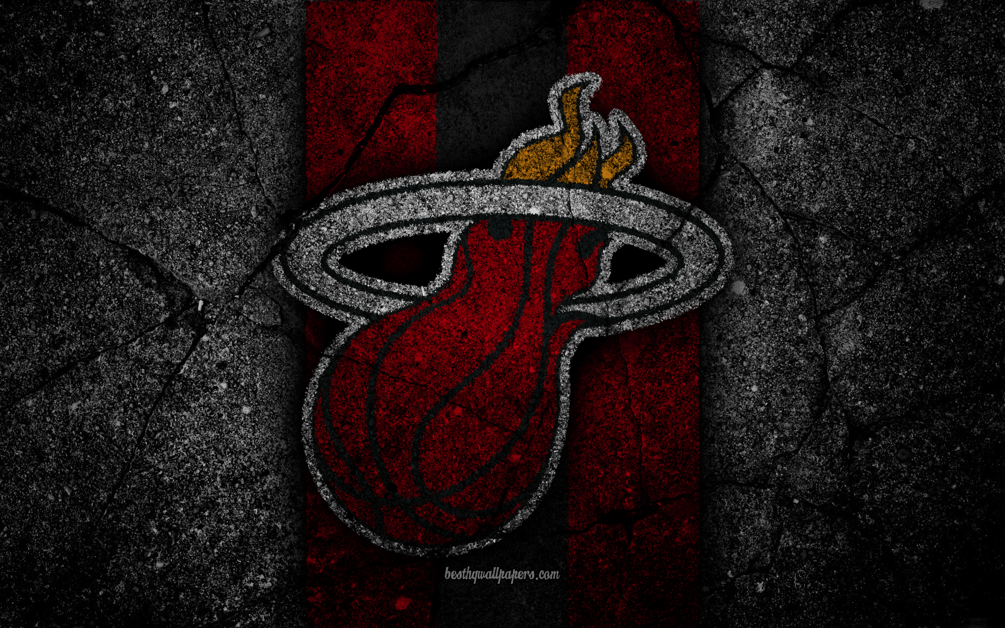 Miami Heat, Nba, 4k, Logo, Black Stone, Basketball, - Bengaluru Fc Logo Hd , HD Wallpaper & Backgrounds