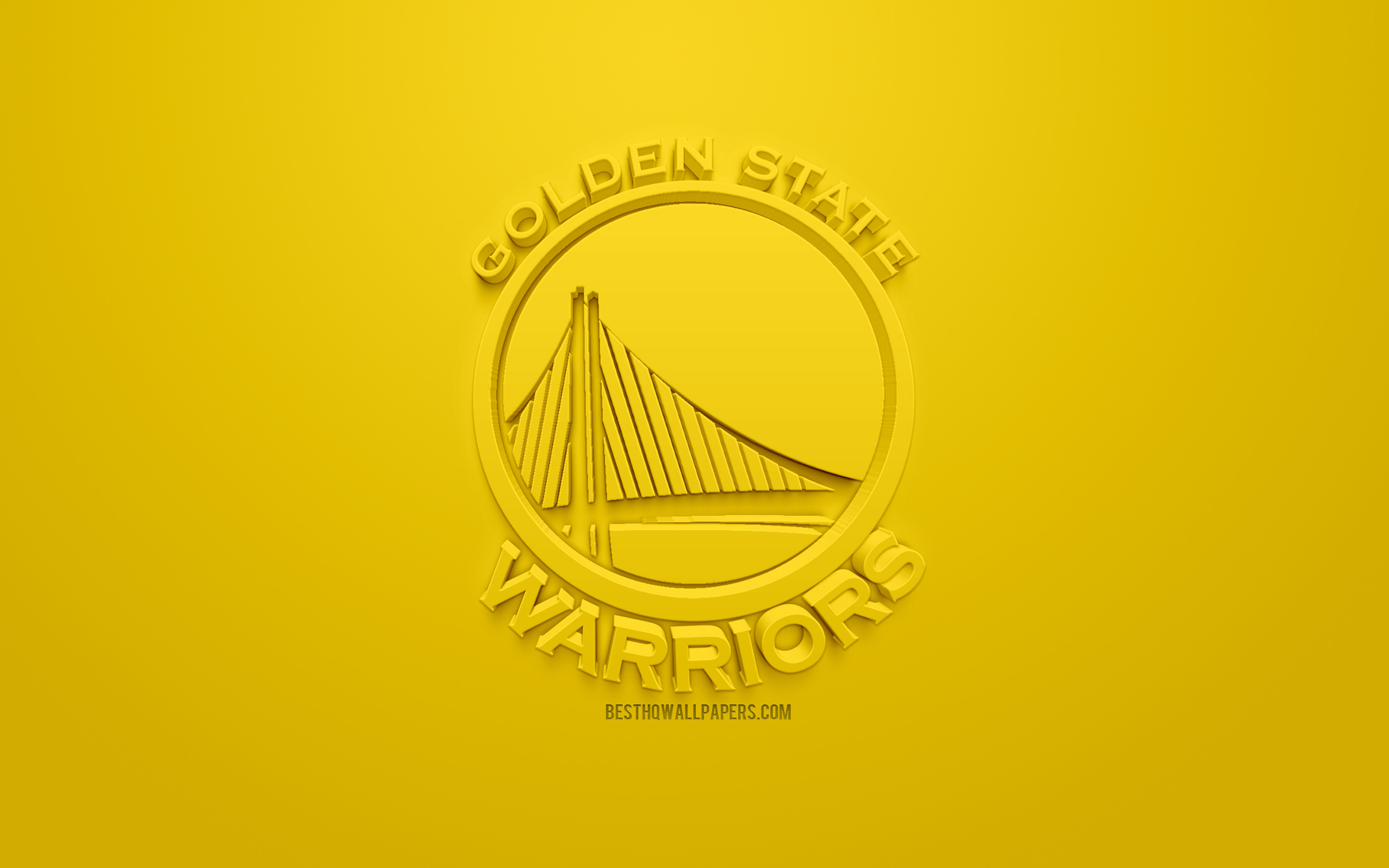 Golden State Warriors, Creative 3d Logo, Yellow Background, - Golden State Warriors Pc , HD Wallpaper & Backgrounds