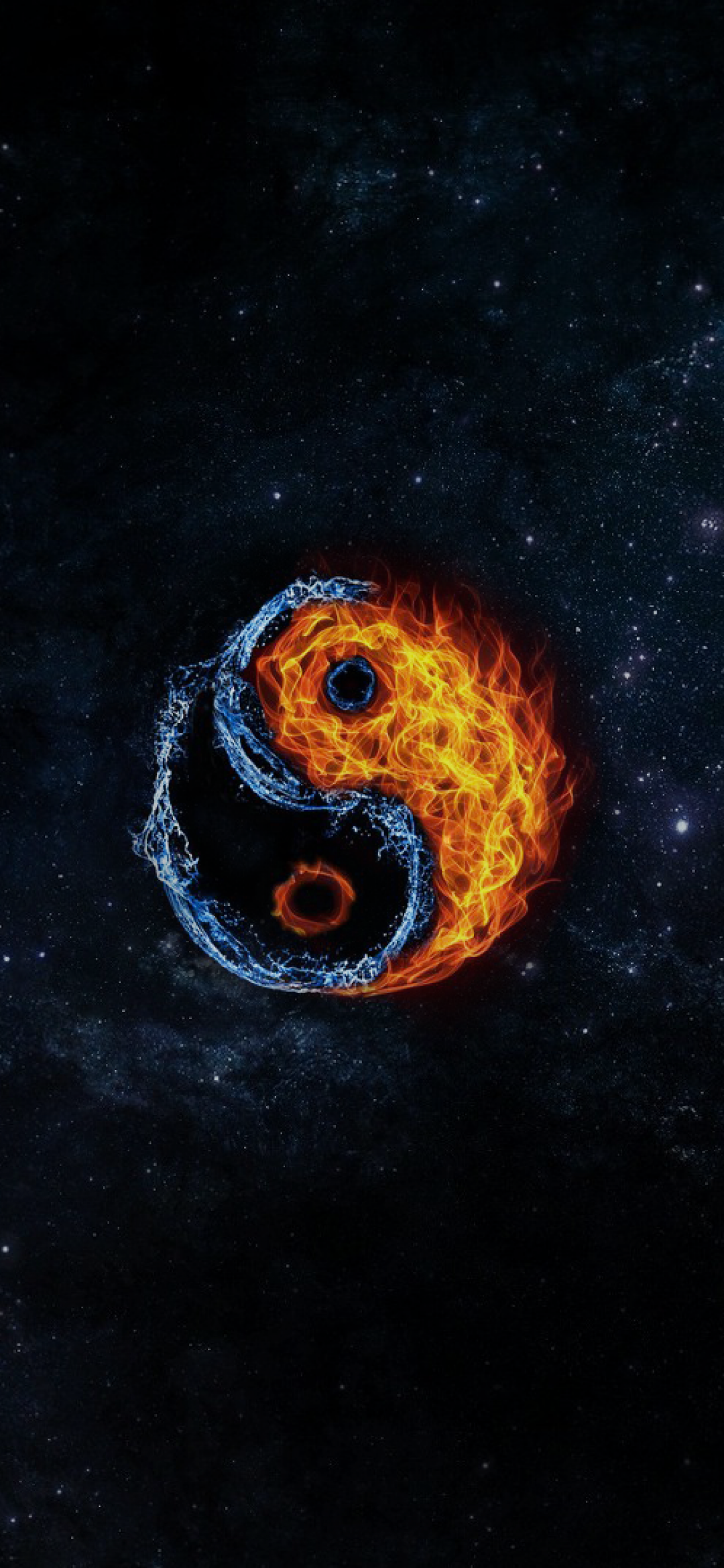 Yin, Yang, Water, Fire, Elements, Stars, Nebula , HD Wallpaper & Backgrounds