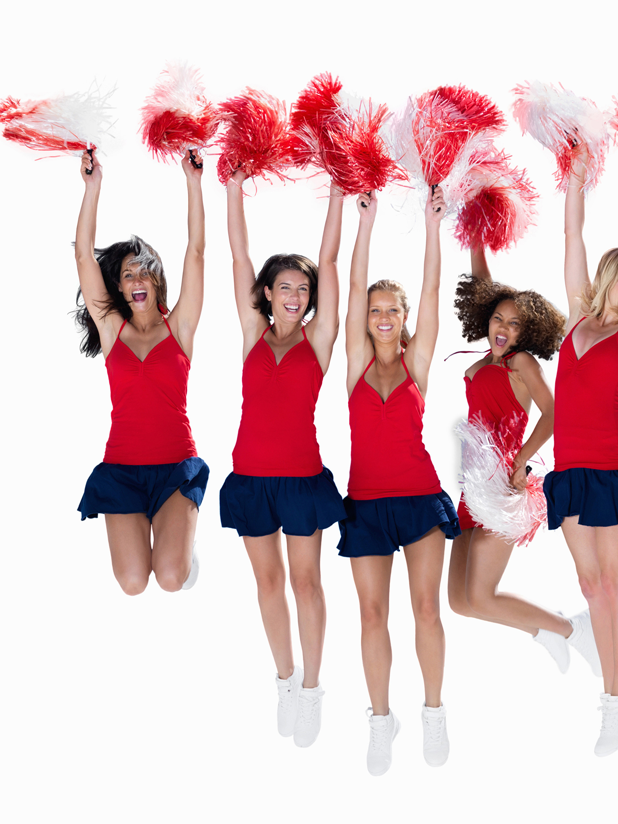 Wallpapers Cheerleader Girls Jump Uniform Many White - Cheerleading , HD Wallpaper & Backgrounds