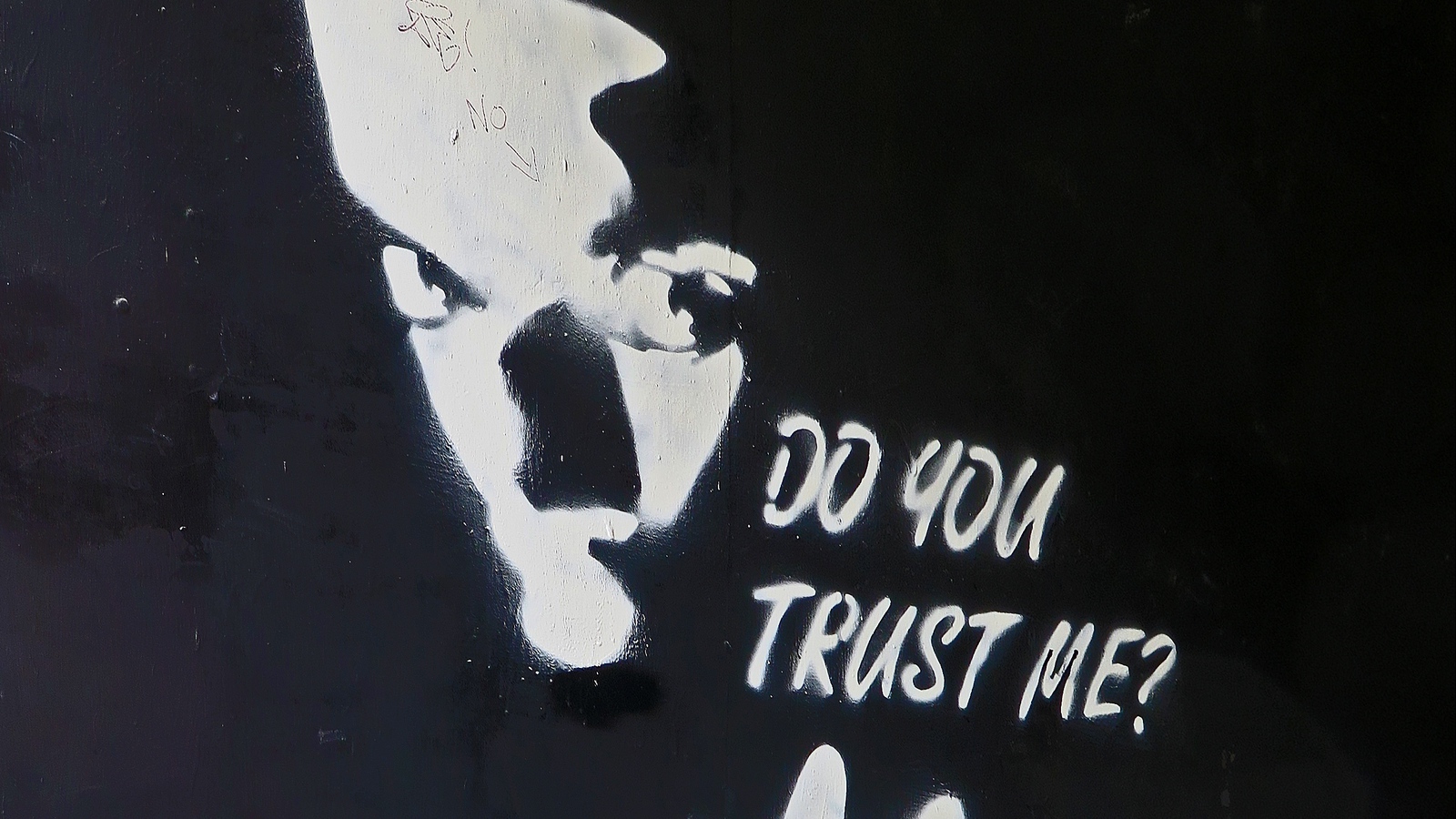 Wallpaper Graffiti, Art, Bw, Question, Trust - Darkness , HD Wallpaper & Backgrounds