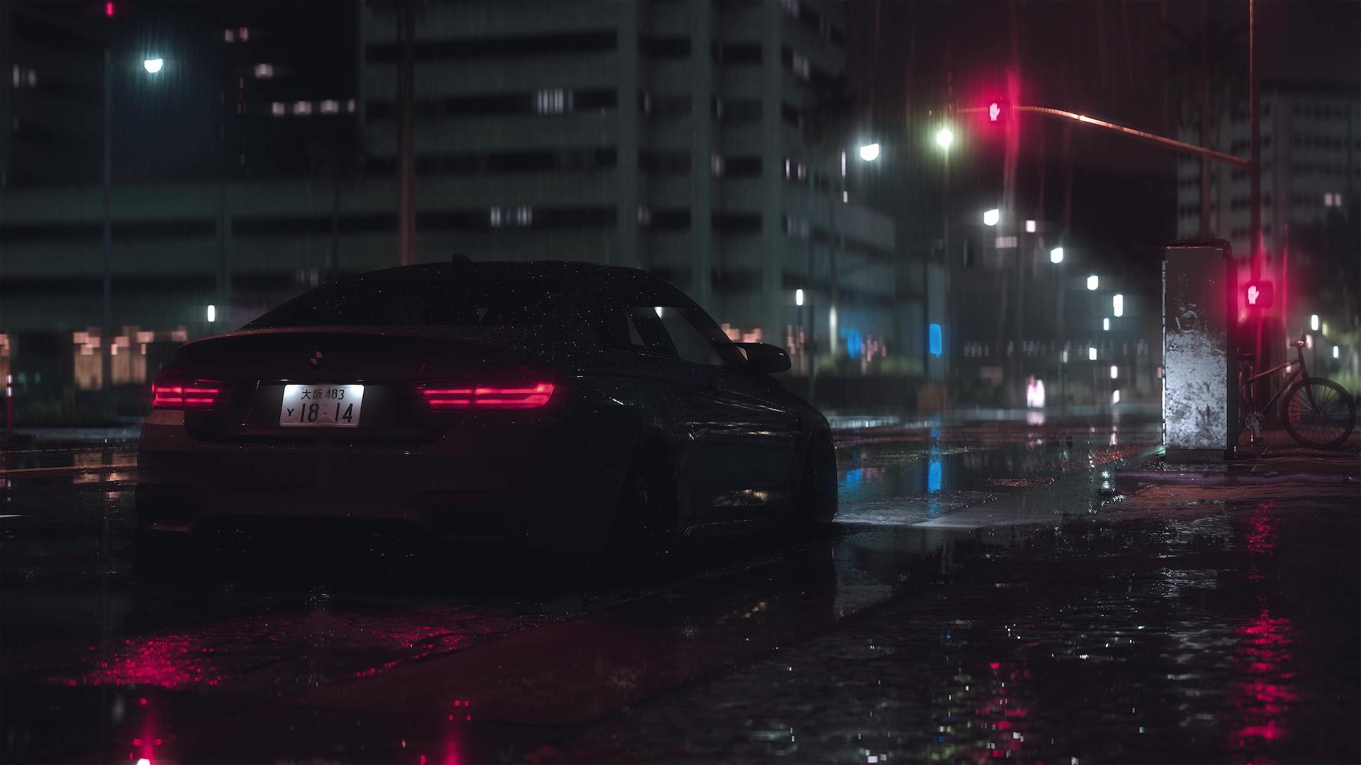 Rain Animated Wallpaper - Bmw M4 At Night , HD Wallpaper & Backgrounds