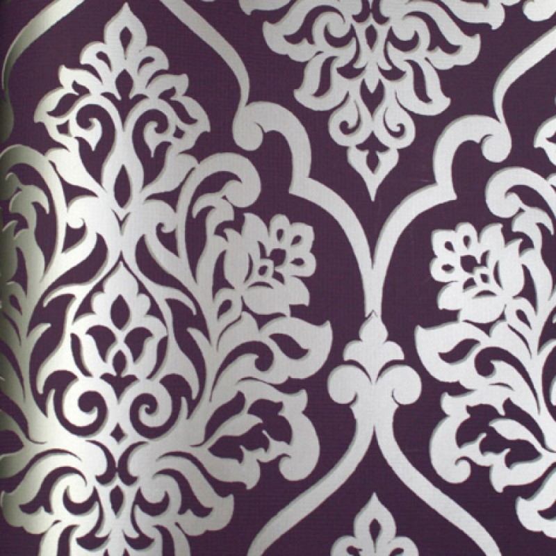 Mood Living Nino Silver And Purple Damask Wallpaper - Damask Purple Wallpaper Uk , HD Wallpaper & Backgrounds