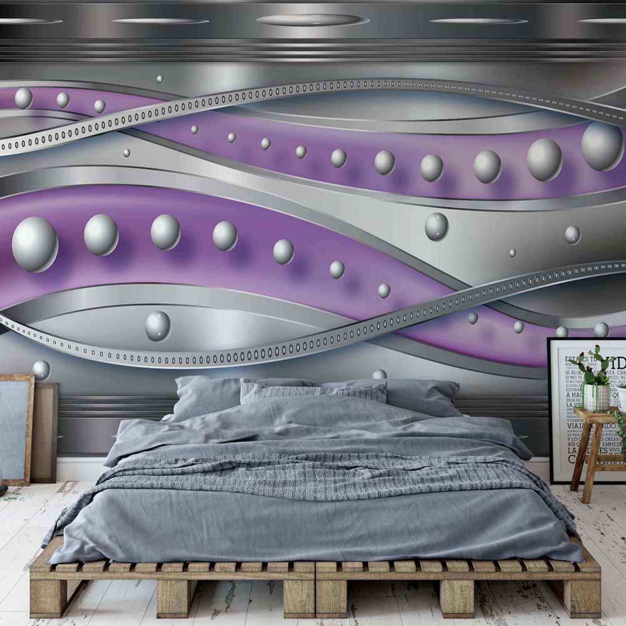 Modern 3d Design Silver And Purple - Grey Modern Bedroom Wallpaper Pattern , HD Wallpaper & Backgrounds