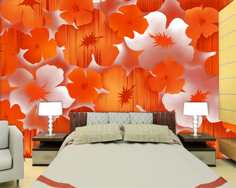 Orange Flower Wallpaper Reviews Online Shopping Orange - Orange Wallpaper For Living Room , HD Wallpaper & Backgrounds