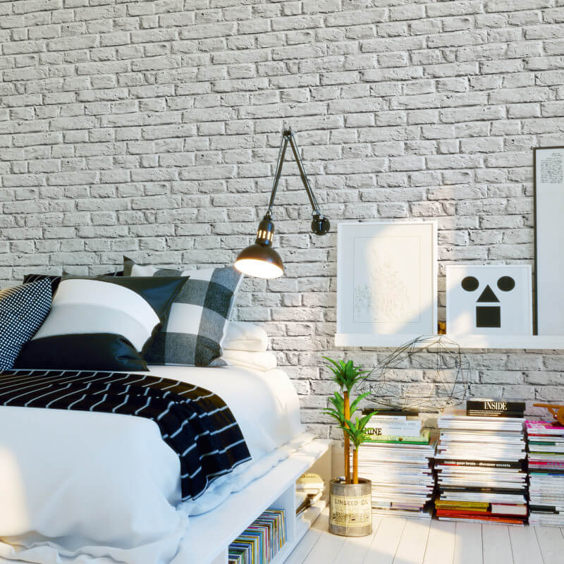 As Creation Anke & Daan Amsterdam Brick Grey/charcoal - Bedroom With Grey Brick , HD Wallpaper & Backgrounds