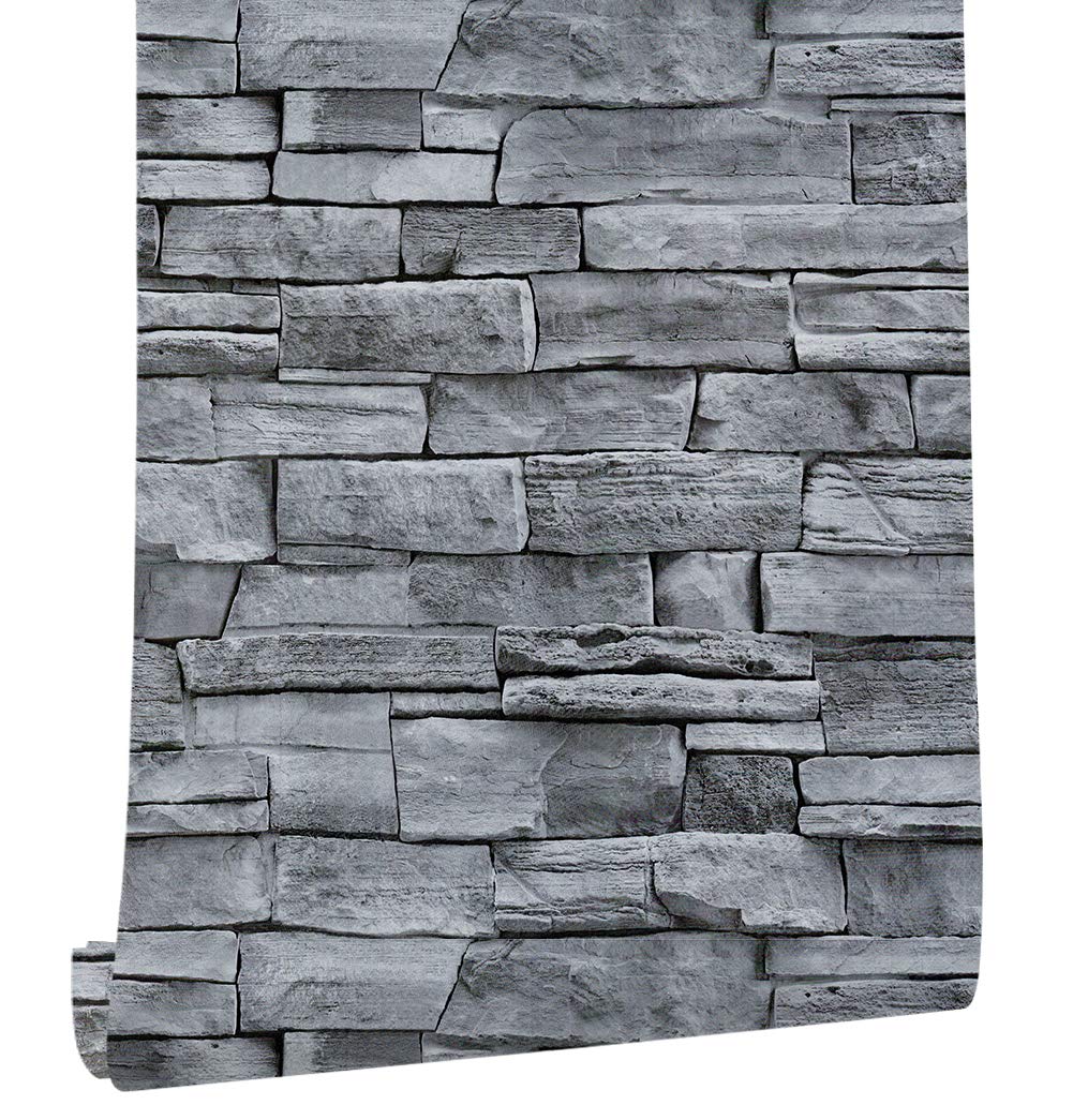 Buy Haokhome 1633 3d Brick Wallpaper Roll Self Adhesive - Gray Brick Contact Paper , HD Wallpaper & Backgrounds