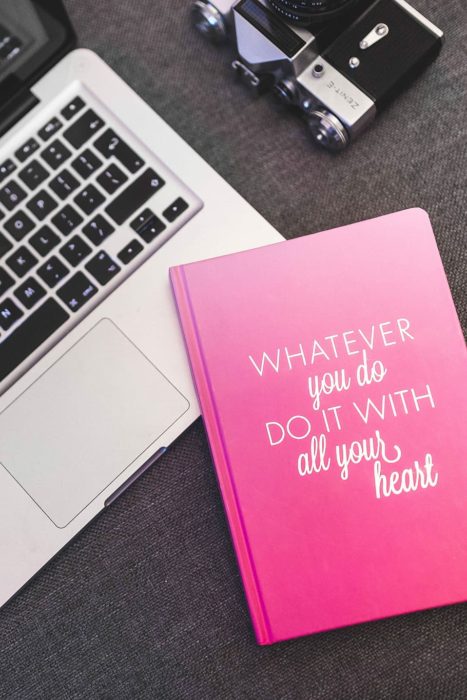 Pink Notebook With A Silver Laptop And A Camera, Diary, - Macbook Pro , HD Wallpaper & Backgrounds
