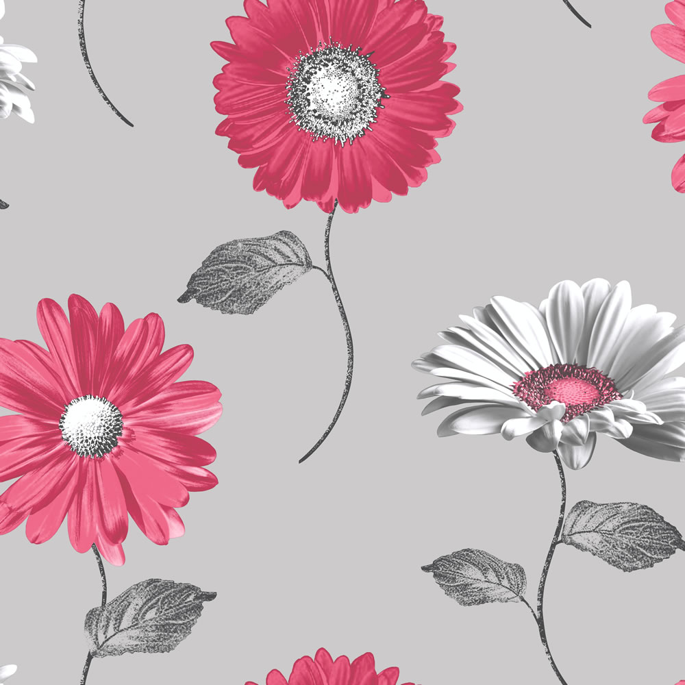 Daisy Pink Silver Wallpaper 111504 At Wilko Muriva - Silver And Pink Hd , HD Wallpaper & Backgrounds