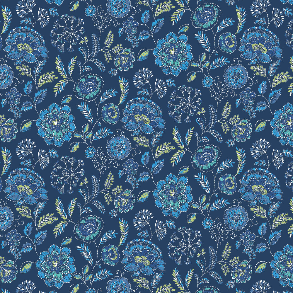 Tropez Floral - Navy Blue Wallpaper Floral , HD Wallpaper & Backgrounds