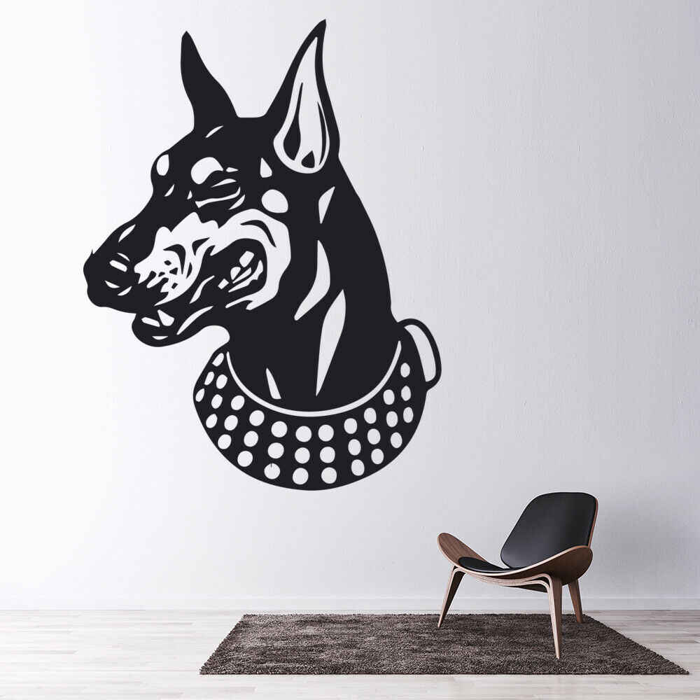 Doberman Dog Wall Sticker Dog S Head Art Mural Living - Doberman Png , HD Wallpaper & Backgrounds