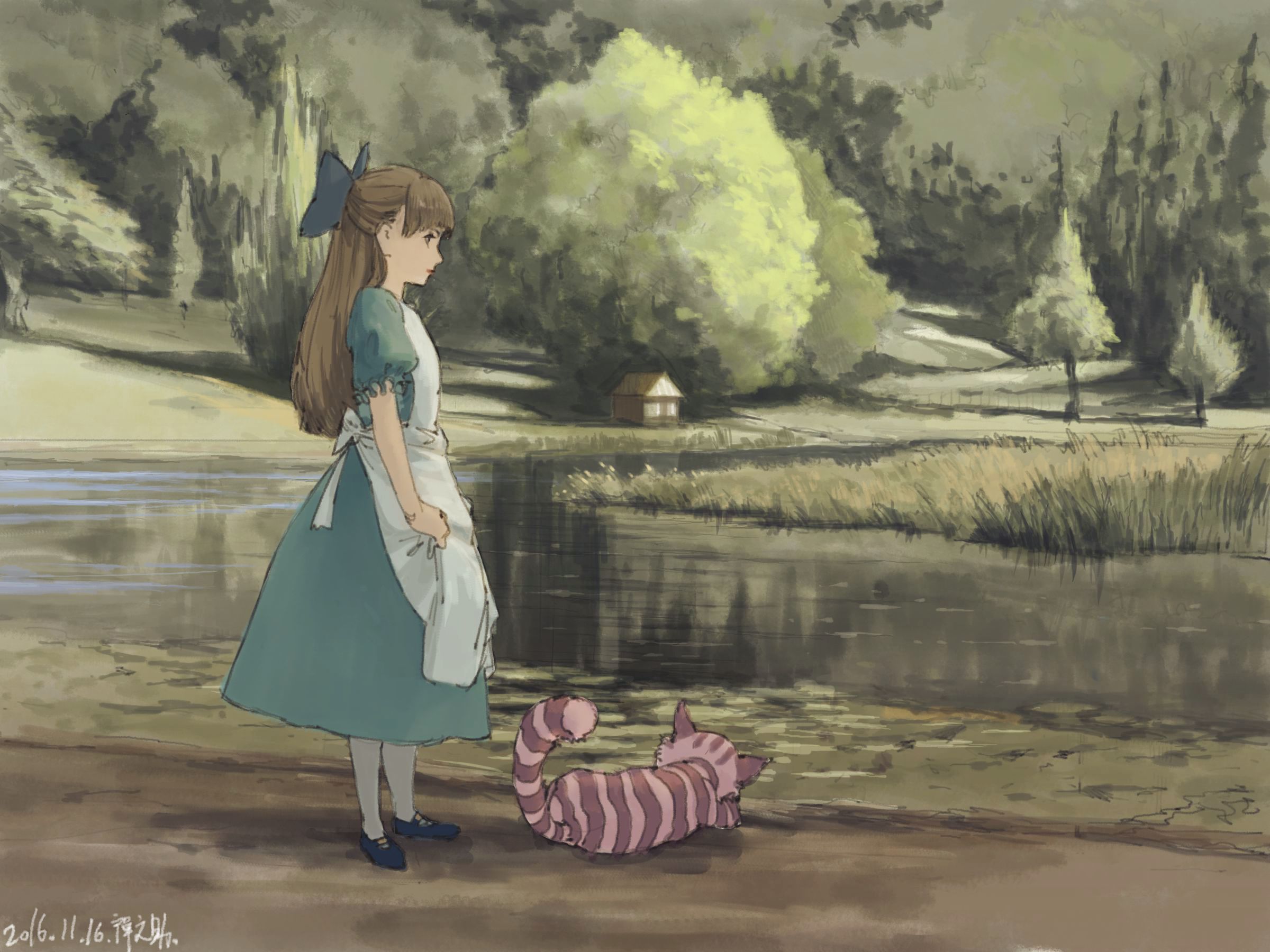Alice Wallpaper - Алиса И Чеширский Кот Арт , HD Wallpaper & Backgrounds