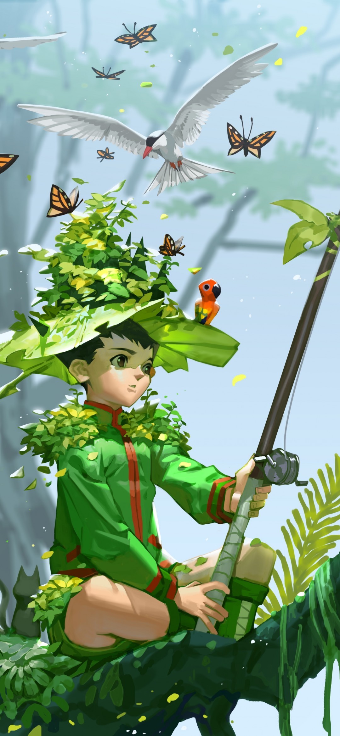 Gon Freaks, Hunter X Hunter, Fishing, Butterflies, - Hunter X Hunter Hd Wallpaper For Android , HD Wallpaper & Backgrounds