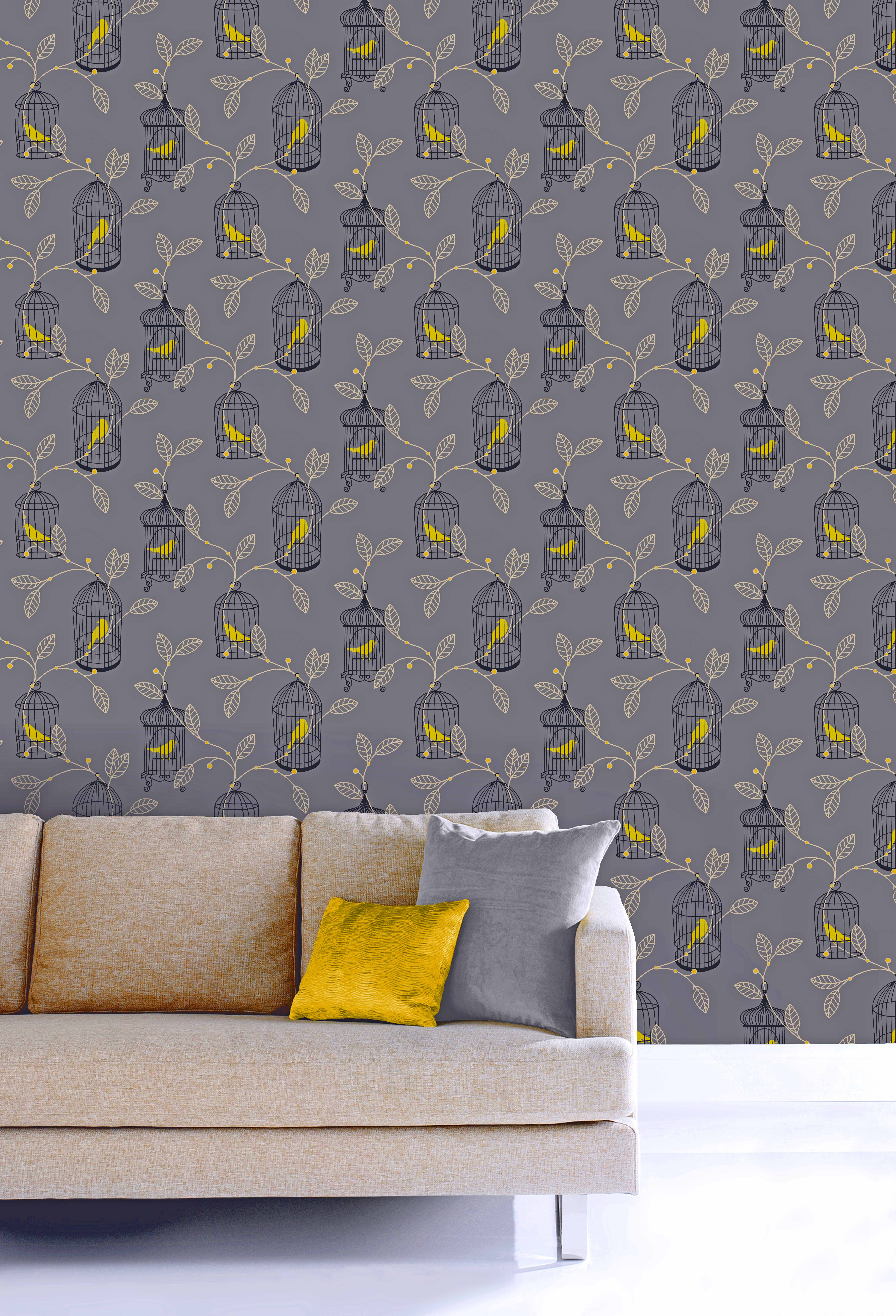 Feathered Friends - Grey And Yellow Wallpaper Birds , HD Wallpaper & Backgrounds