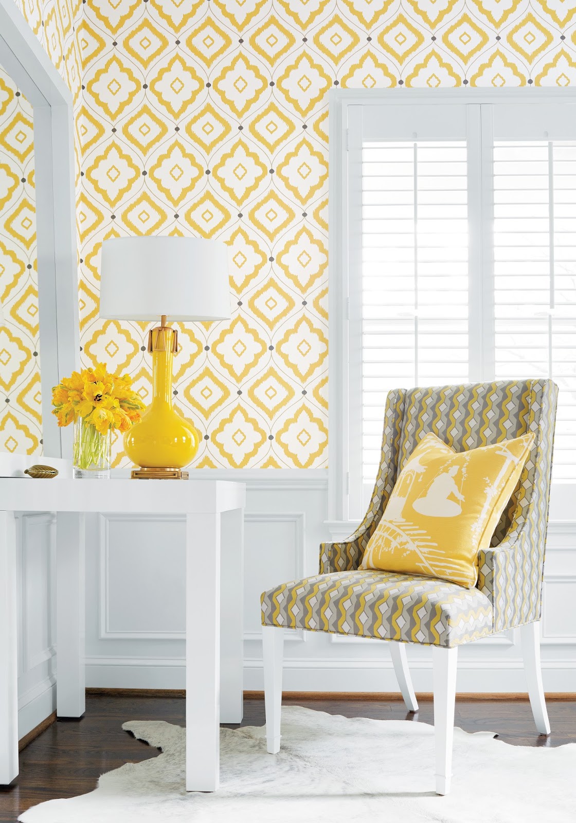 Rosa Dest Interiors Coordinating Wallpaper And Fabric - Thibaut Bungalow , HD Wallpaper & Backgrounds