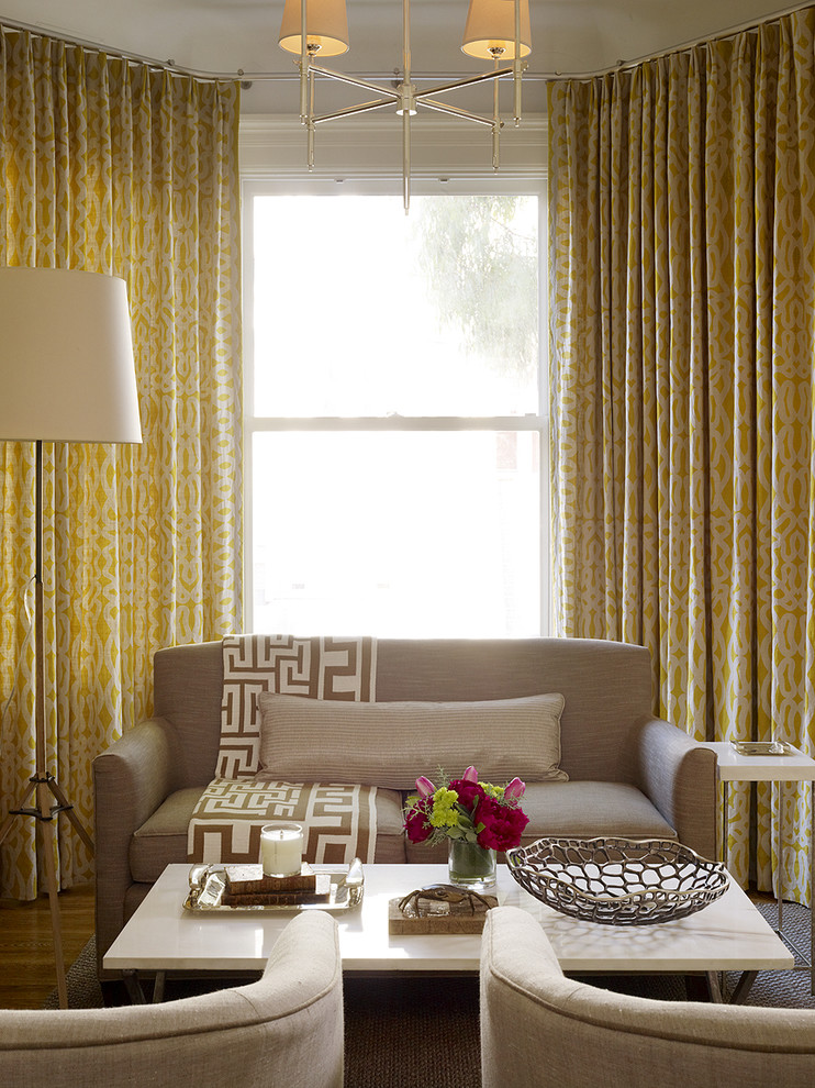 Yellow Curtains Retro Taupe Yellow Decor Contemporary - Curtain Color For Ivory Walls , HD Wallpaper & Backgrounds