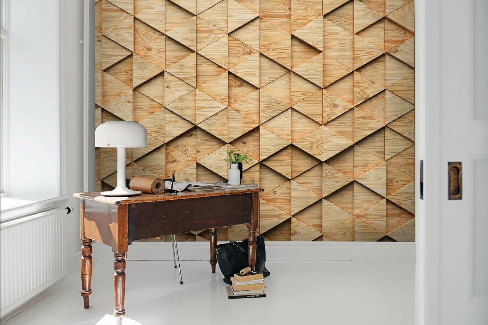 Self Adhesive Wood Grain Wallpaper - Black And White Geometric Mural , HD Wallpaper & Backgrounds