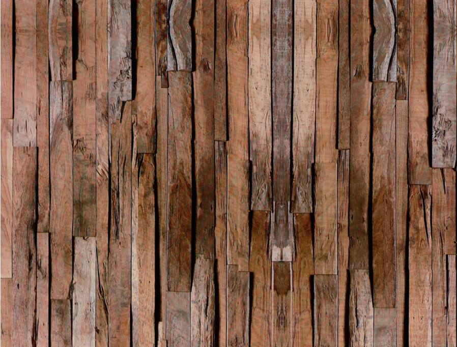 Vintage 3D Textured PVC Wallpaper Panel Wood Rolls Slategray/Brown Barnwood Wall