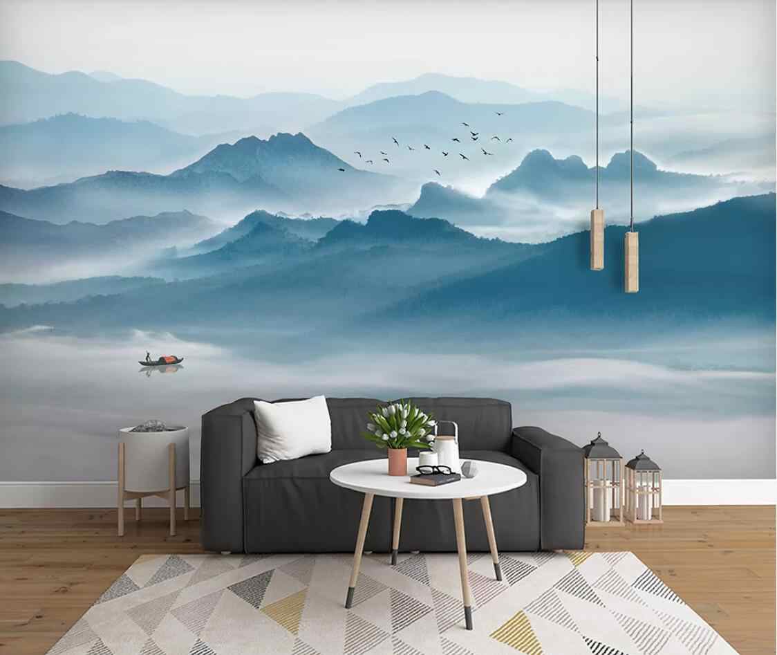 Mural Mountain Wall Painting Landscape , HD Wallpaper & Backgrounds