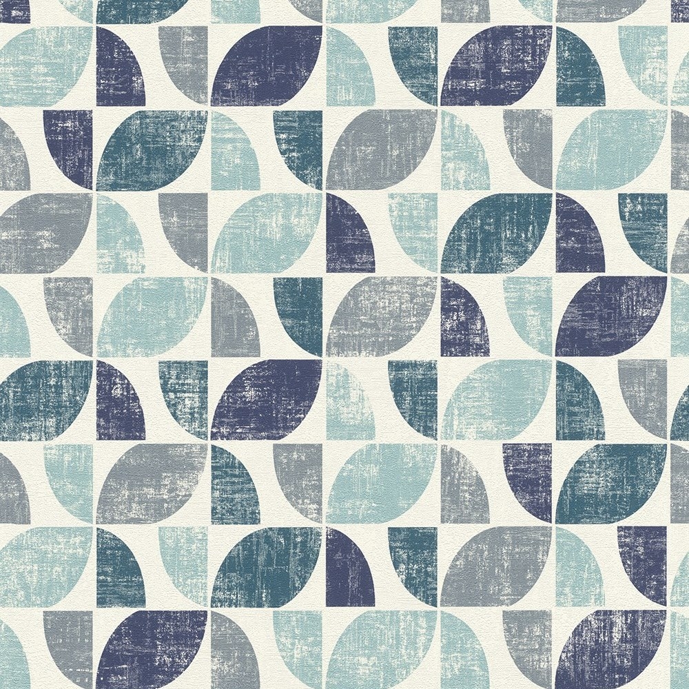 Rasch Home Style Wallpaper - Grey And Blue Geometric Pattern , HD Wallpaper & Backgrounds
