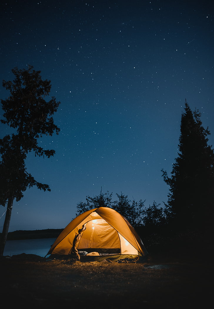 Tent, Night, Camping, Starry Sky, Travel, Star - Tent At Night , HD Wallpaper & Backgrounds