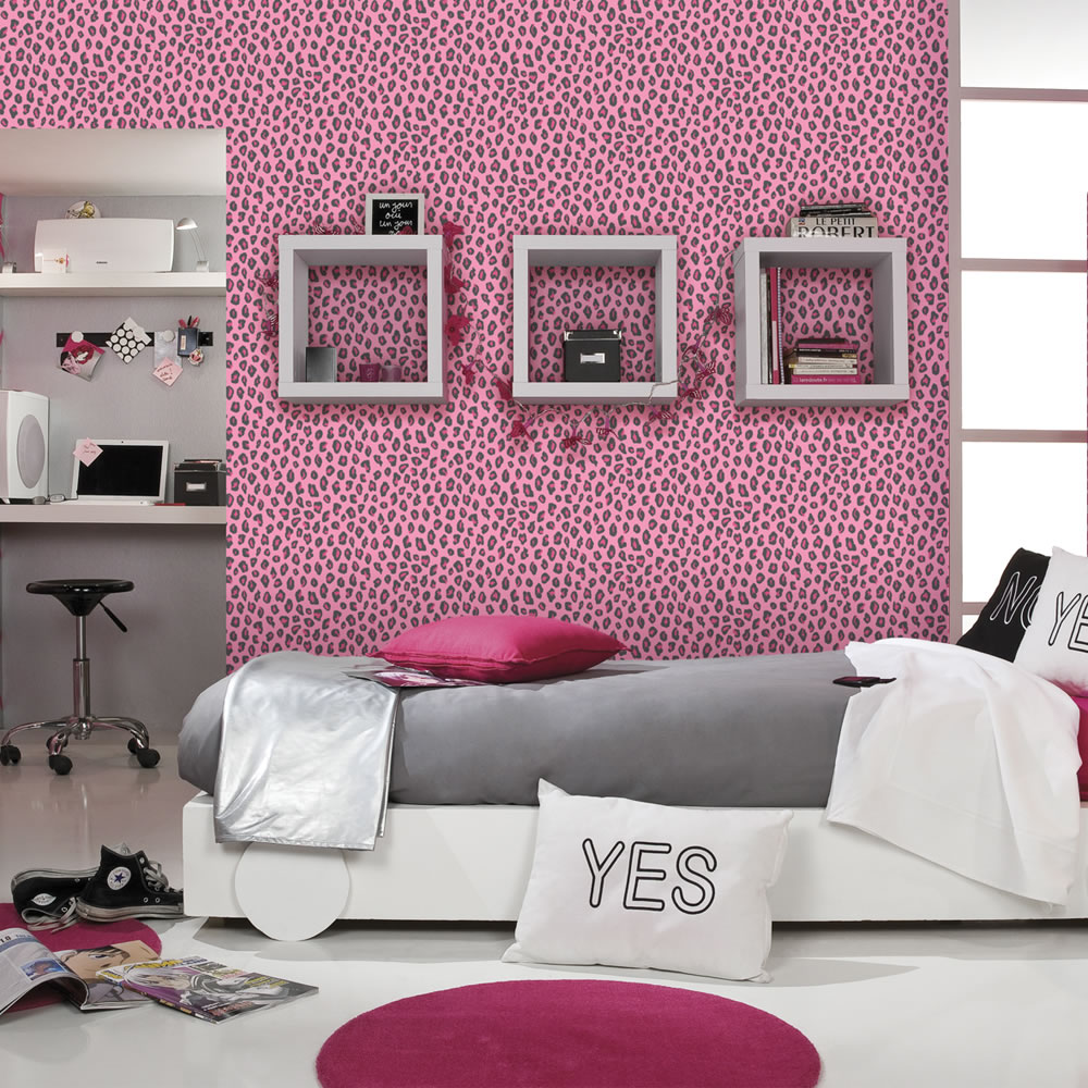 Cheetah Print Wallpaper For Bedrooms Rasch Wallpaper - Pink Leopard Print Wallpaper Bedroom , HD Wallpaper & Backgrounds