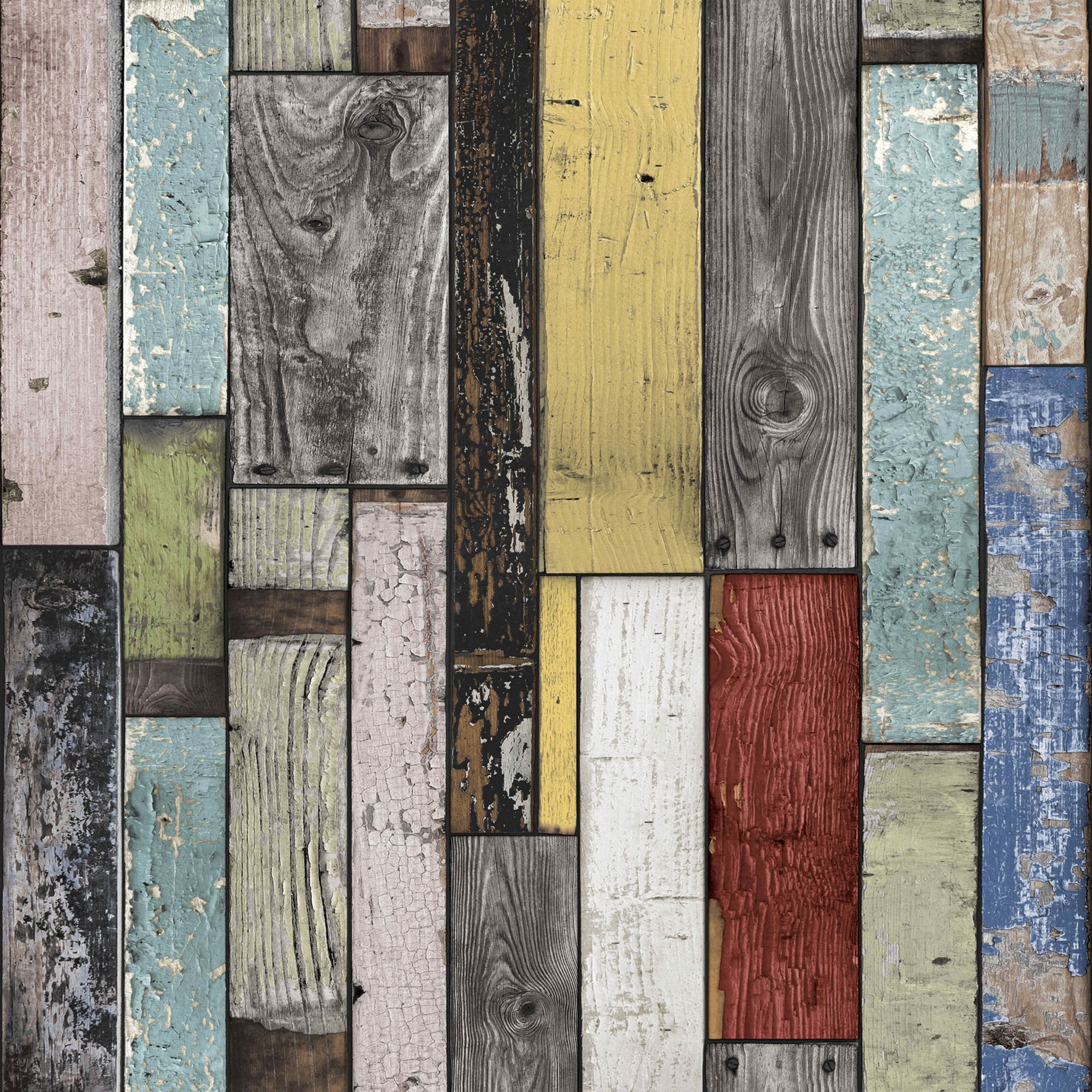 Multicolour Painted Wooden Planks Wood Effect Smooth - Plank , HD Wallpaper & Backgrounds