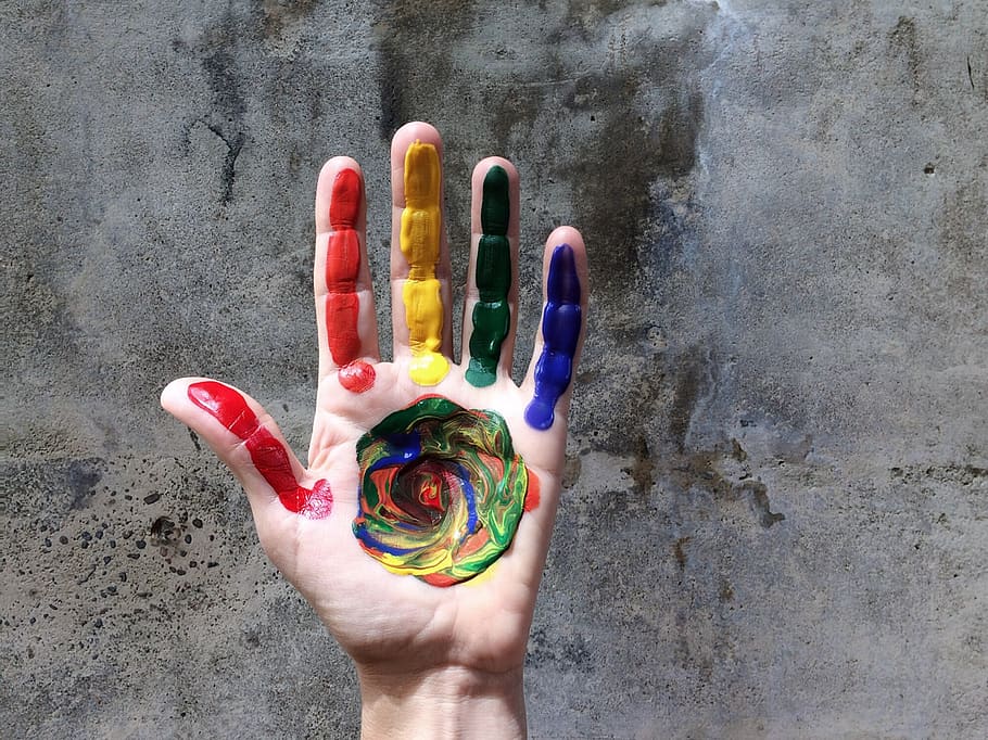 Hand, Rainbow, Color, Love, Lgbt, Paint, Gay, Pride, - Hand Gay Color , HD Wallpaper & Backgrounds