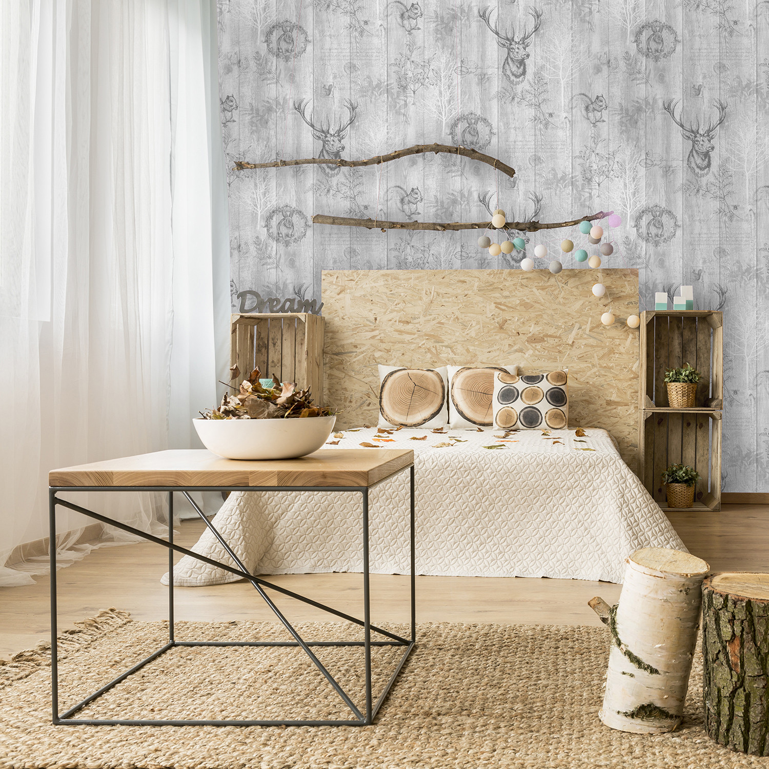 Grey Wood Effect Wallpaper Bedroom , HD Wallpaper & Backgrounds