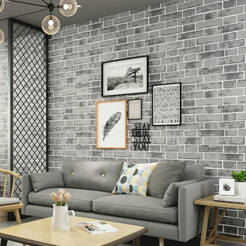 Brick Design Wallpaper Black Vintage - Grey Brick Wall Living Room , HD Wallpaper & Backgrounds