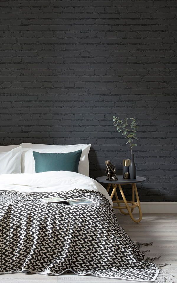 Black Brick Wallpaper Bedroom , HD Wallpaper & Backgrounds
