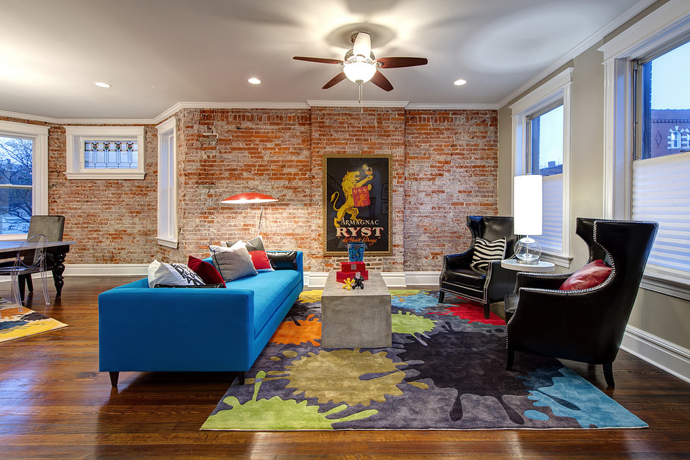 Pretty Momeni Rugs In Modern St Louis With Brick Color - Living Room Brick Feature Wall , HD Wallpaper & Backgrounds