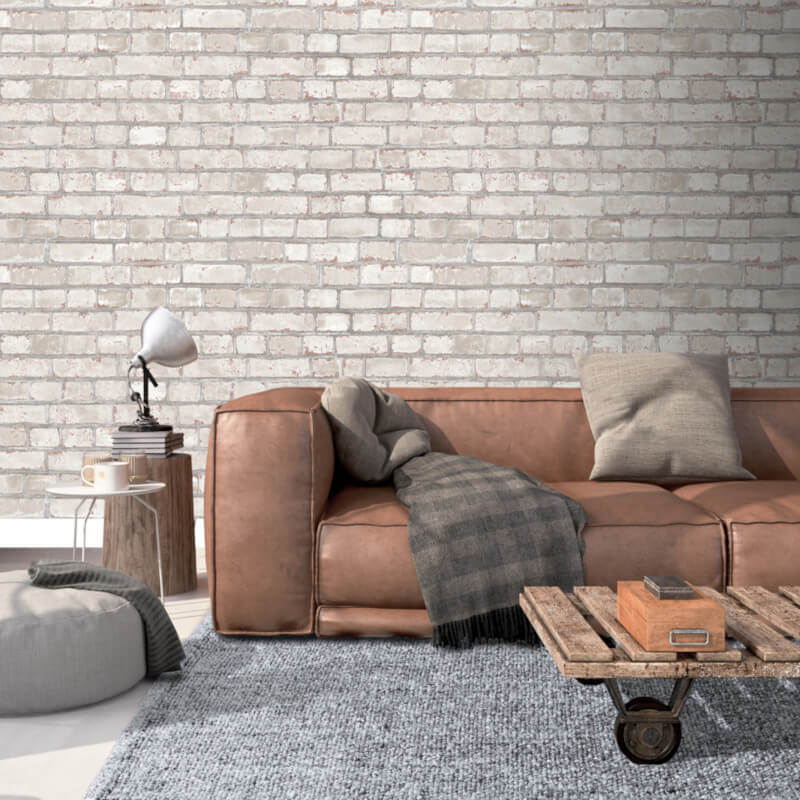Muriva Urban Brick Cream Wallpaper - Cream Brick Wallpaper Livingroom , HD Wallpaper & Backgrounds