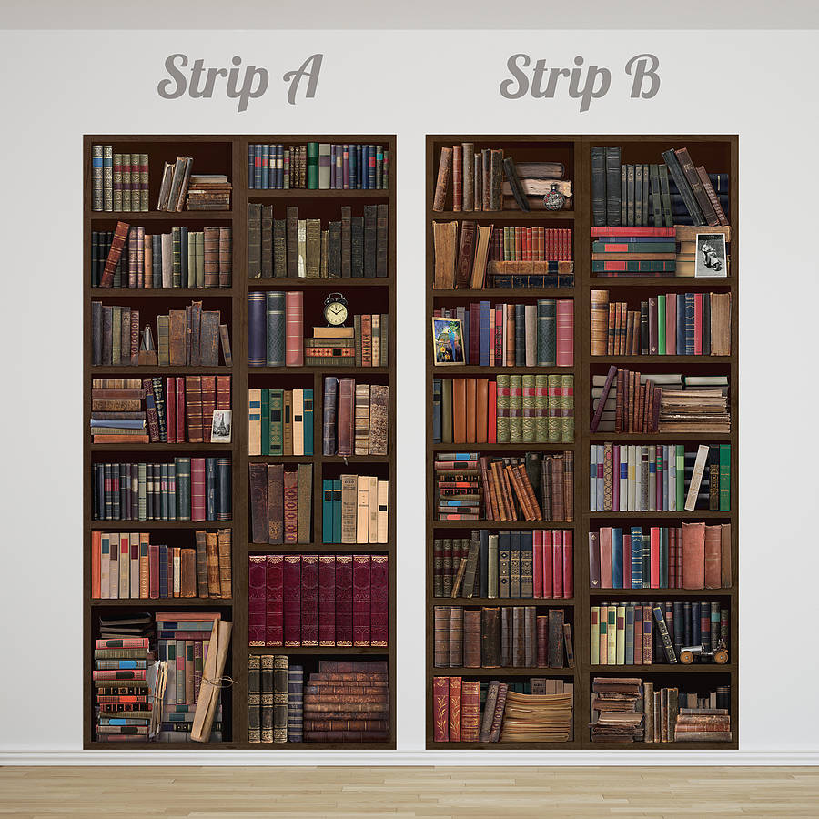 Bookcase Self Adhesive Wall Mural By Oakdene Designs - Bookshelf Wall Mural Decal , HD Wallpaper & Backgrounds