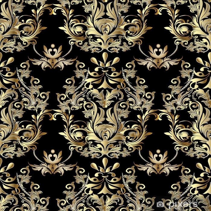 Seamless Baroque Wallpaper Pattern - Golden , HD Wallpaper & Backgrounds