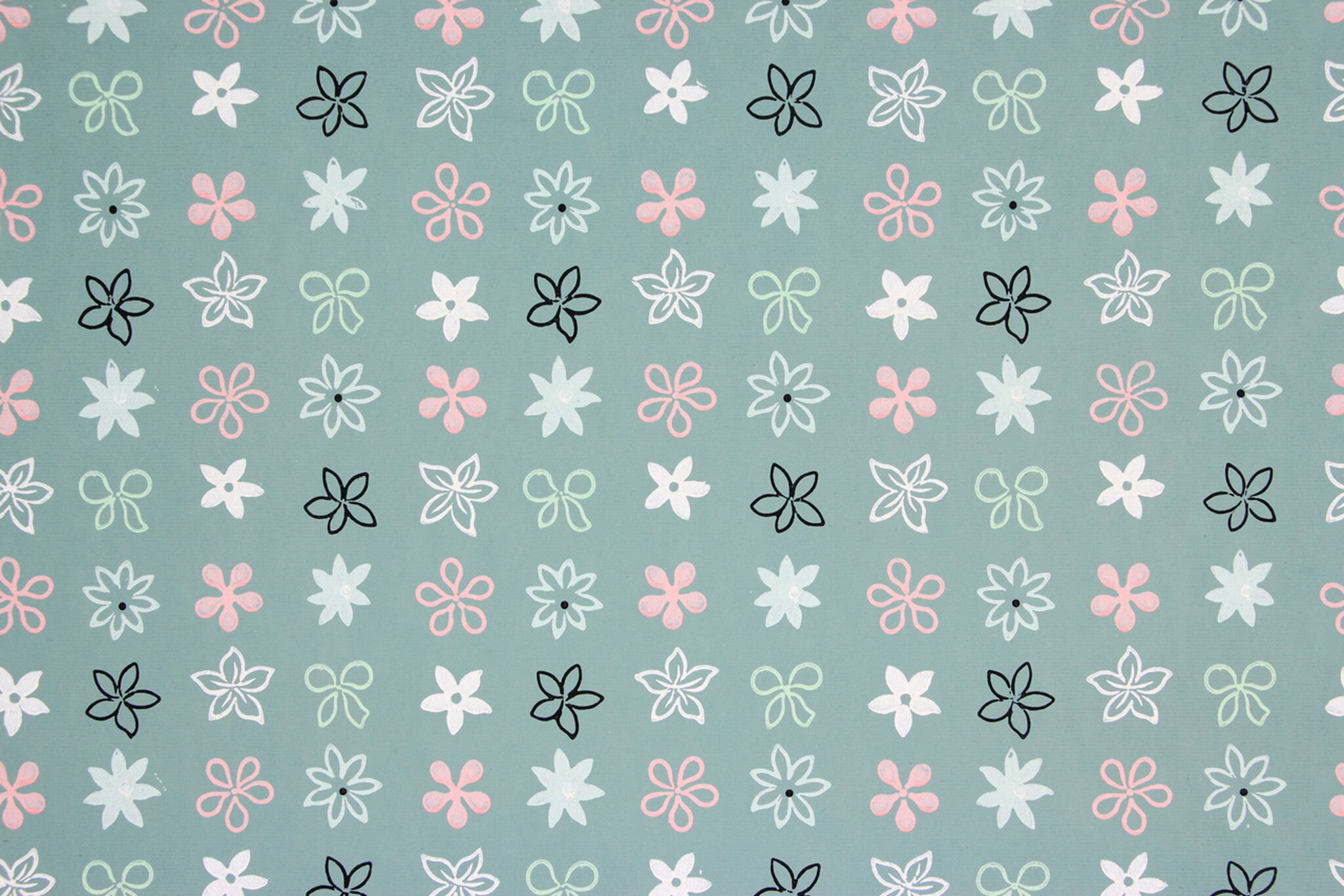 1950s Vintage Wallpaper Pink White Floral Geometric - Зимни Апликации От Памучни Тампони , HD Wallpaper & Backgrounds