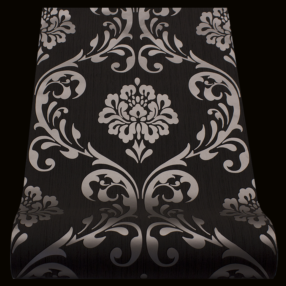 Baroque Wallpaper Ornaments Classic Black Metallic - Muster Tapete Grau Glitzer , HD Wallpaper & Backgrounds