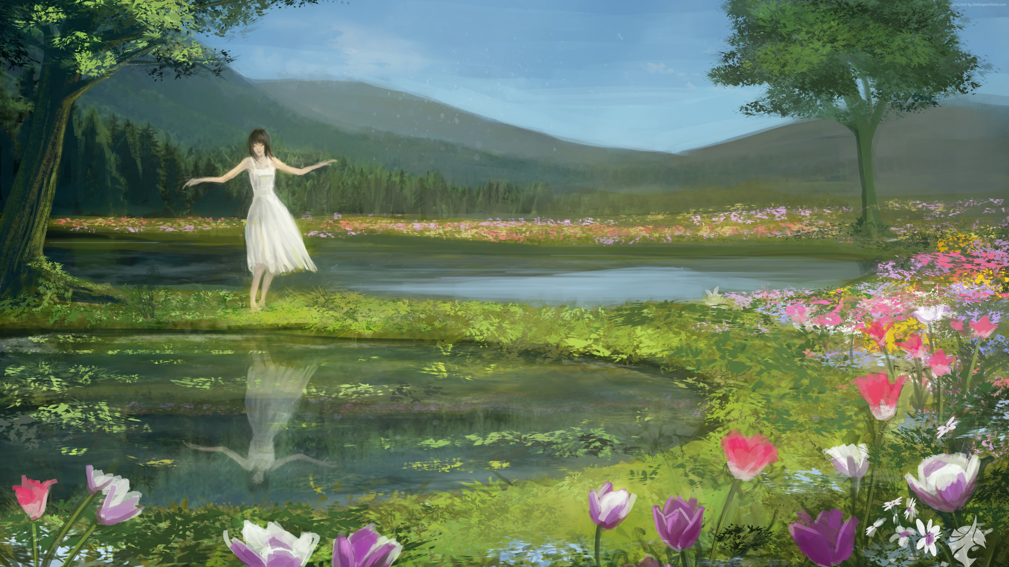 Woman In Nature Fantasy , HD Wallpaper & Backgrounds