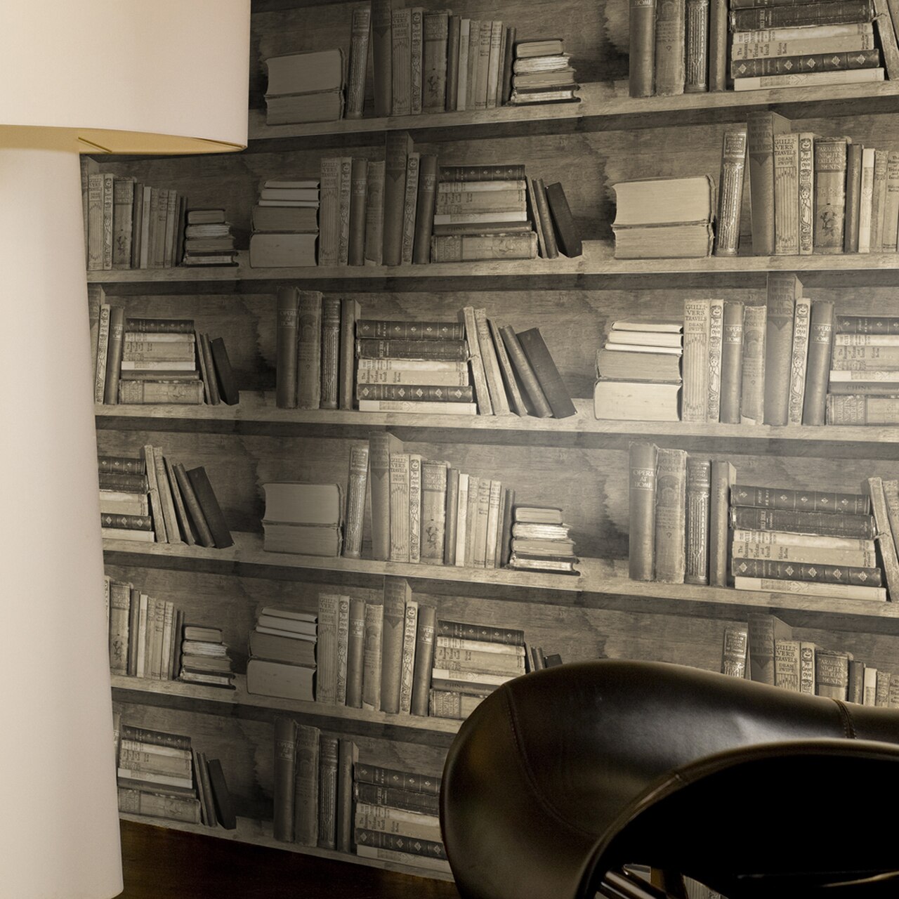 Bookshelf Wallpaper - Papier Peint Trompe L Oeil , HD Wallpaper & Backgrounds