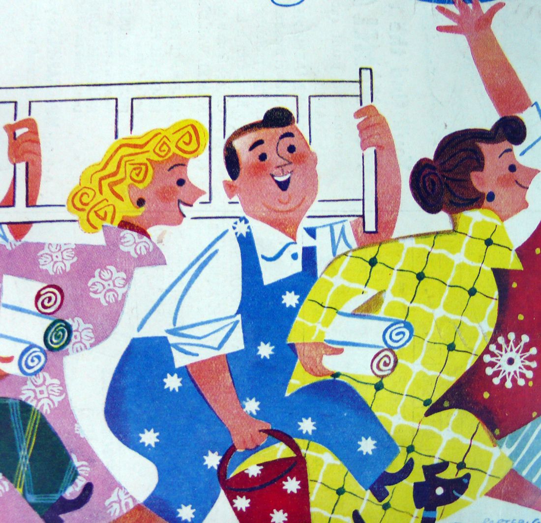1950 S Vintage Home Print - Illustration , HD Wallpaper & Backgrounds