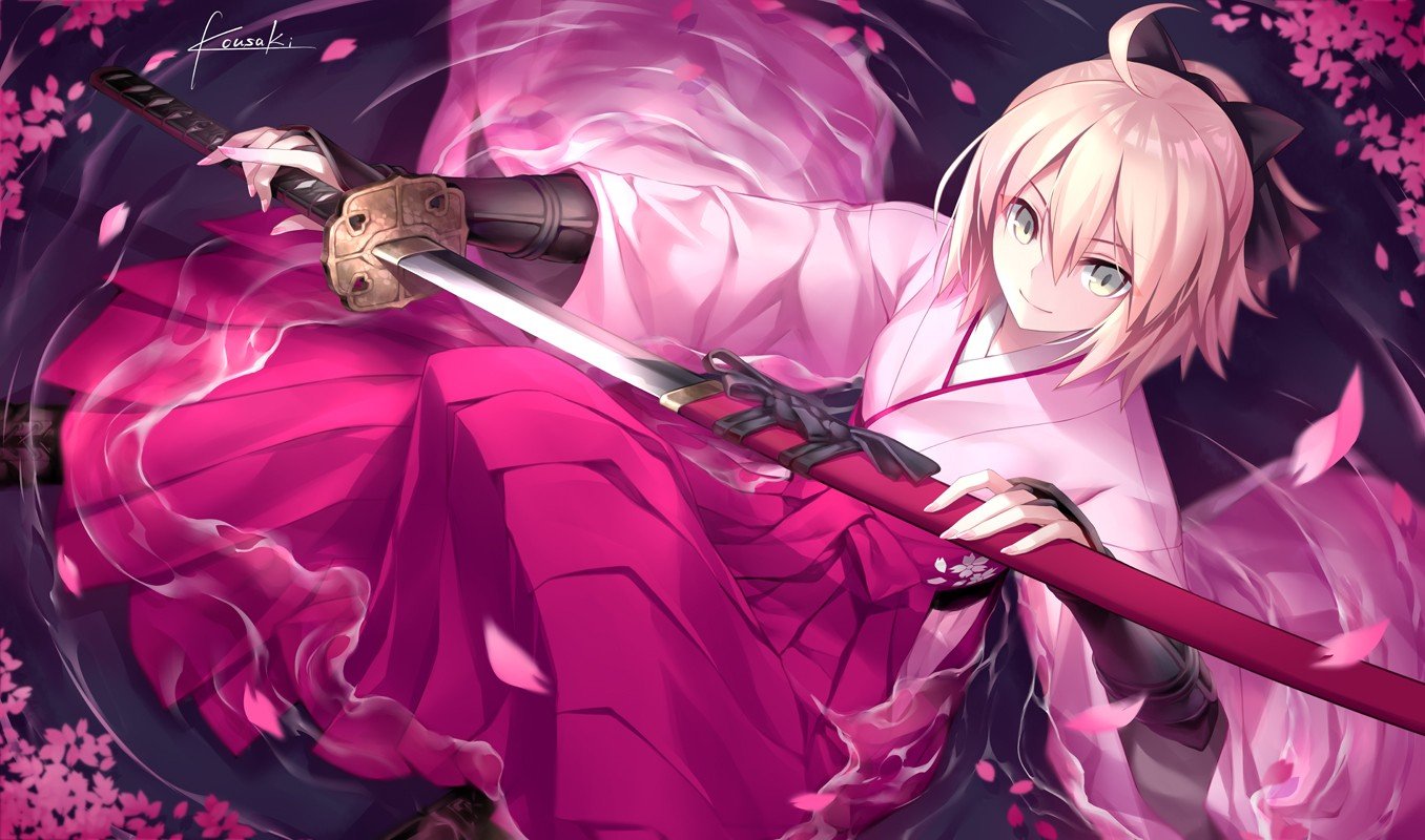 Katana Anime Girl With Sword , HD Wallpaper & Backgrounds
