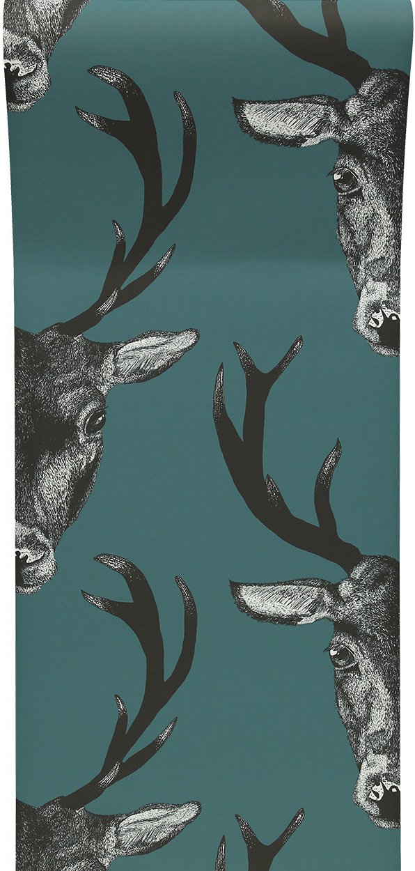 Stag Wallpaper Teal - Graduate Collection , HD Wallpaper & Backgrounds